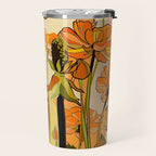 70s, Orange California poppies, mid century, 70s retro, flowers Travel Mug Gallery Image 2