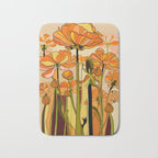 70s, Orange California poppies, mid century, 70s retro, flowers Bath Mat Gallery Image 1