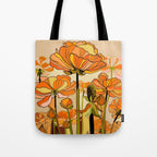 70s, Orange California poppies, mid century, 70s retro, flowers Tote Bag Gallery Image 1