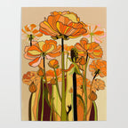70s, Orange California poppies, mid century, 70s retro, flowers Poster Gallery Image 4