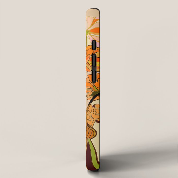 70s, Orange California poppies, mid century, 70s retro, flowers iPhone Case Gallery Image 2