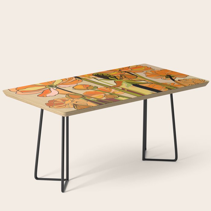 70s, Orange California poppies, mid century, 70s retro, flowers Coffee Table Gallery Image 1