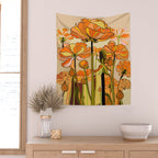 70s, Orange California poppies, mid century, 70s retro, flowers Wall Tapestry Gallery Image 2