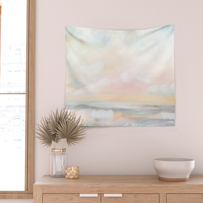 Rebirth - Pastel Ocean Seascape Wall Tapestry Gallery Image 2