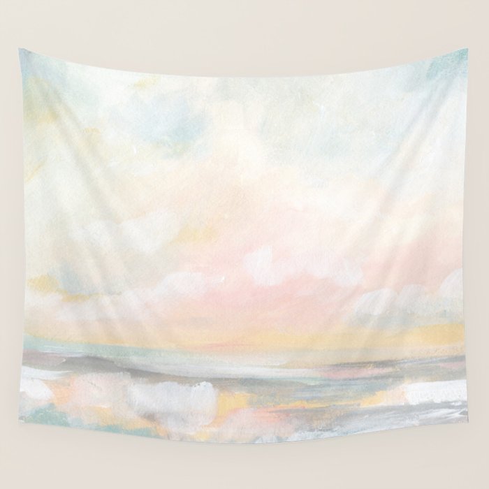 Rebirth - Pastel Ocean Seascape Wall Tapestry Gallery Image 1