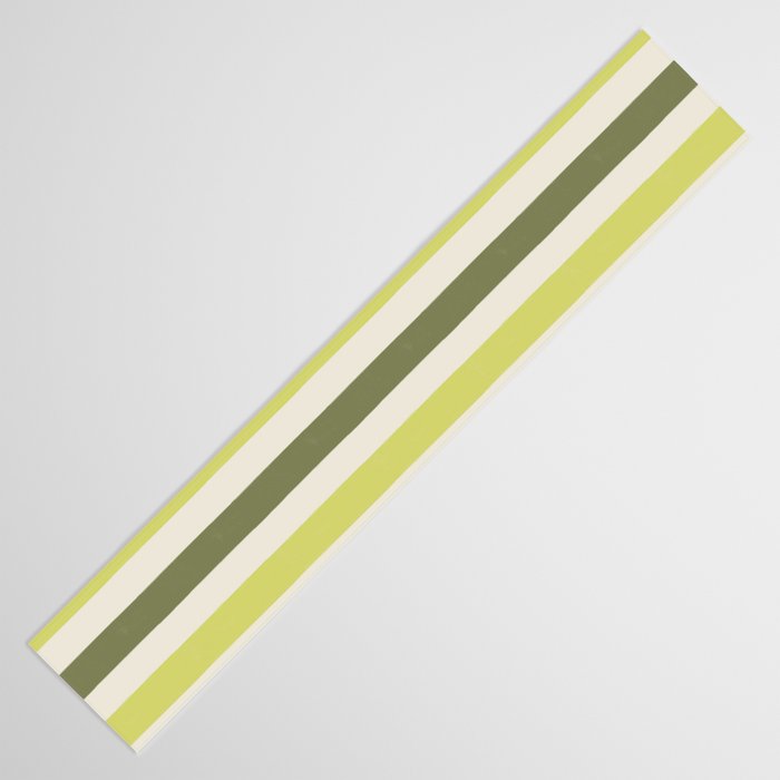 Textured Striped Pattern in Olive and Yellow Table Runner Gallery Image 3