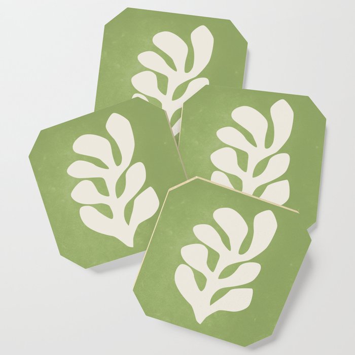 Forest Green Leaf: Matisse Paper Cutouts V Coaster Gallery Image 1