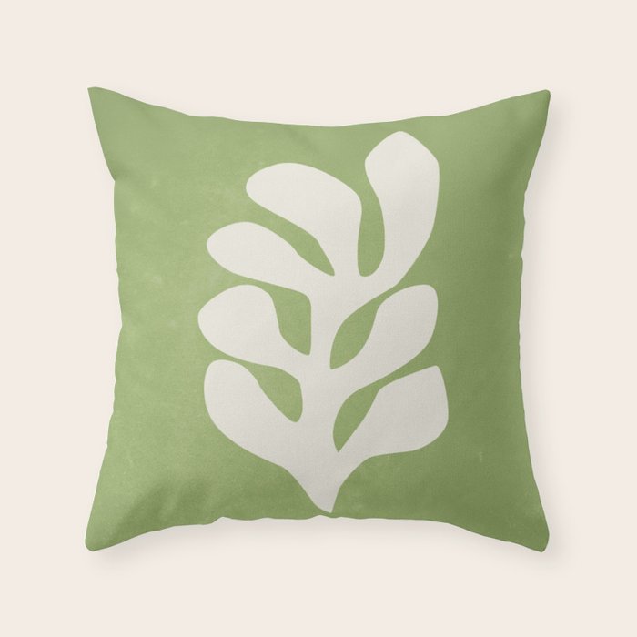 Forest Green Leaf: Matisse Paper Cutouts V Throw Pillow Gallery Image 1