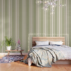 Mediterranean Ticking Stripe Sage Sand  Wallpaper Gallery Image 3