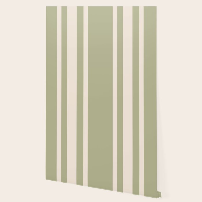 Mediterranean Ticking Stripe Sage Sand  Wallpaper Gallery Image 2