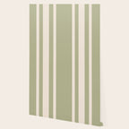 Mediterranean Ticking Stripe Sage Sand  Wallpaper Gallery Image 2