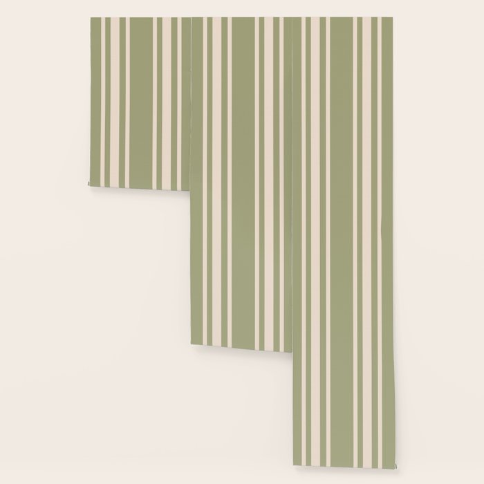 Mediterranean Ticking Stripe Sage Sand  Wallpaper Gallery Image 3