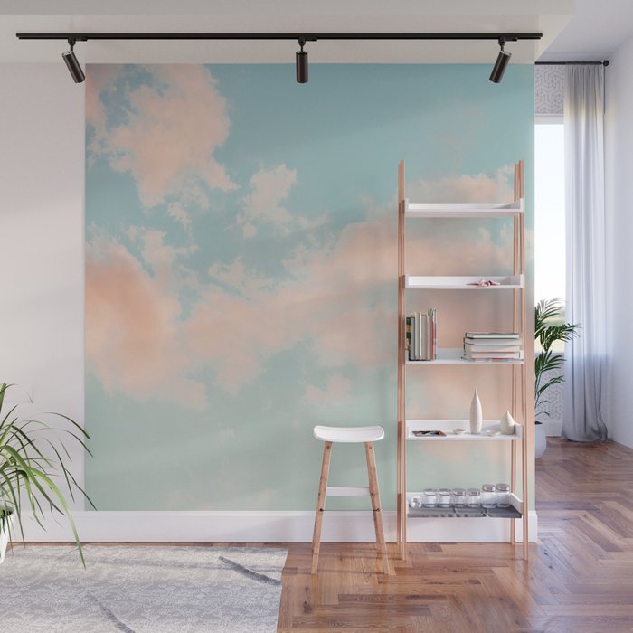 Cotton Candy Clouds - Nature Photography Art Print, Pastel Wall Mural Gallery Image 1