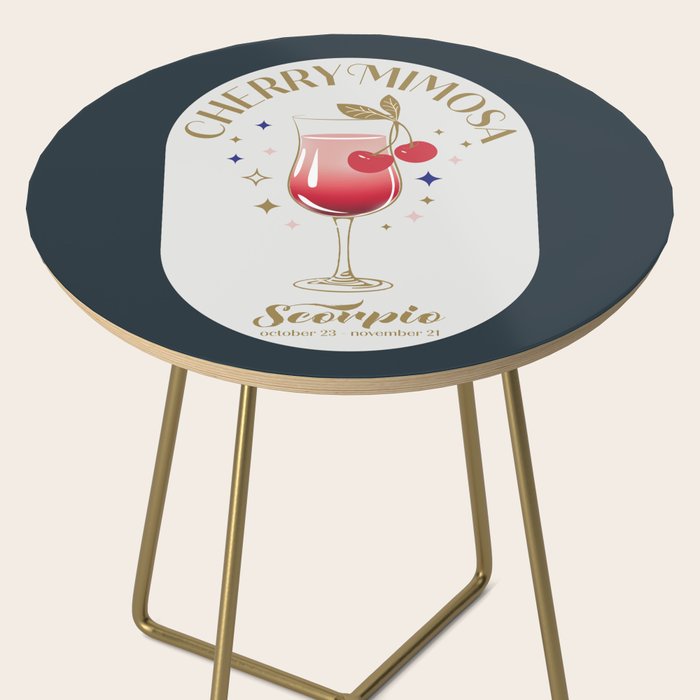 Cherry Mimosa Cocktail Zodiac Sign Side Table Gallery Image 2
