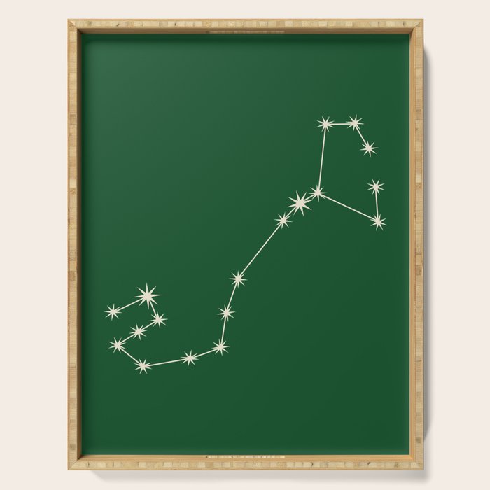 Scorpio Zodiac Star Constellation Line Art Green Serving Tray Gallery Image 1