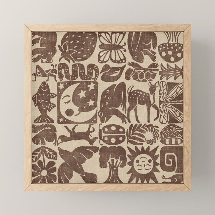 Nature Blocks - walnut brown Mini Art Print Gallery Image 1