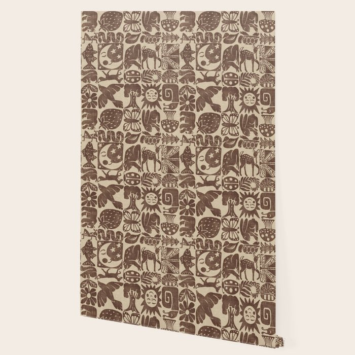 Nature Blocks - walnut brown Wallpaper Gallery Image 2
