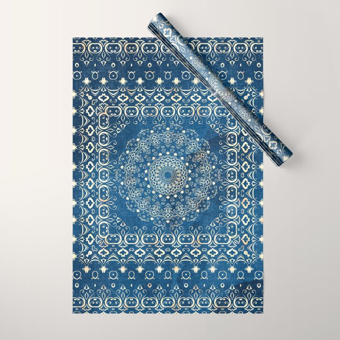Old Bookshop Magic Mandala in Blue Wrapping Paper Gallery Image 1