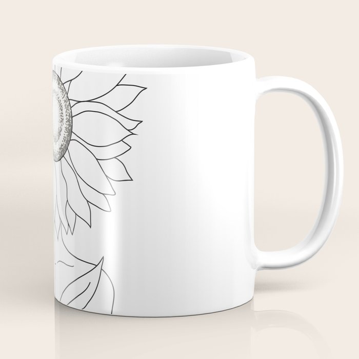 Minimalistic Line Art of Woman with Sunflower Coffee Mug Gallery Image 1
