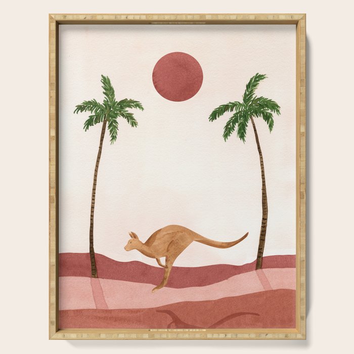 Kangaroo Art Print - Sabina Fenn Illustration - Gouache Painting Animals - Home Decor Serving Tray Gallery Image 1