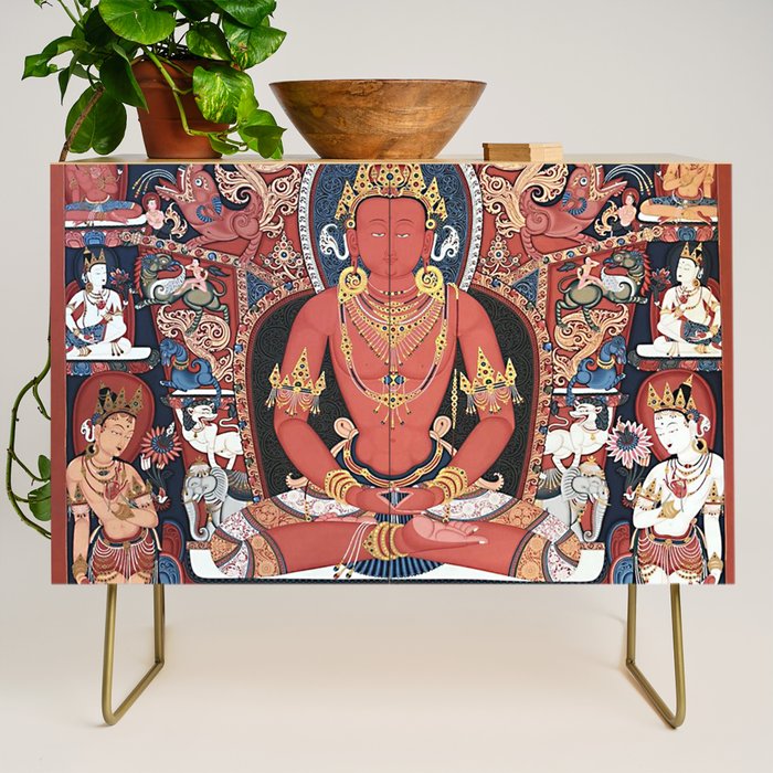 Amitabha Buddha Tibetan Buddhist Thangka Credenza Gallery Image 1