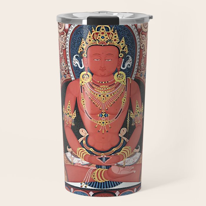Amitabha Buddha Tibetan Buddhist Thangka Travel Mug Gallery Image 1