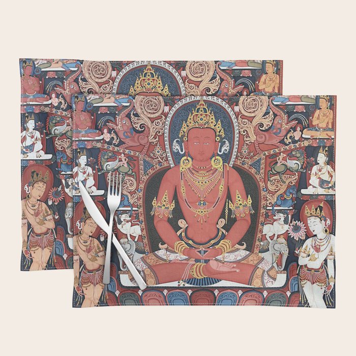 Amitabha Buddha Tibetan Buddhist Thangka Placemat Gallery Image 1