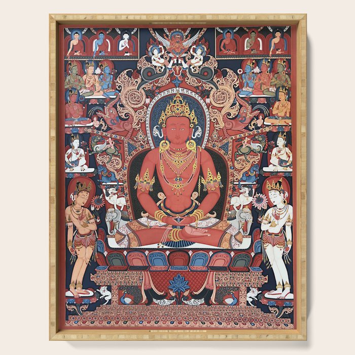Amitabha Buddha Tibetan Buddhist Thangka Serving Tray Gallery Image 1
