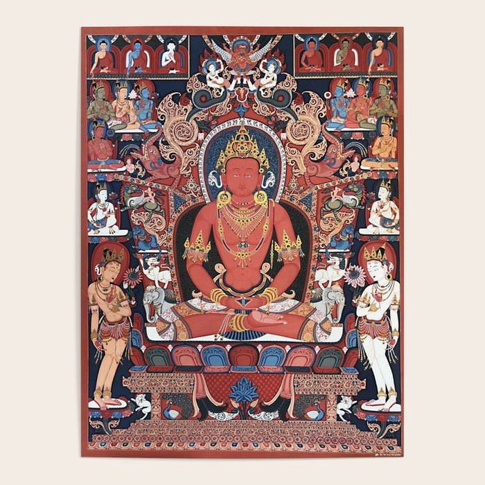 Amitabha Buddha Tibetan Buddhist Thangka Poster Gallery Image 1