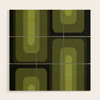Mid Century Modern Long Rectangles Dark Olive Green Wood Wall Art Gallery Image 1