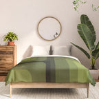 Mid Century Modern Long Rectangles Dark Olive Green Comforter Gallery Image 3