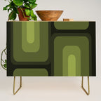 Mid Century Modern Long Rectangles Dark Olive Green Credenza Gallery Image 1
