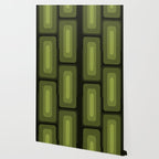 Mid Century Modern Long Rectangles Dark Olive Green Wallpaper Gallery Image 2