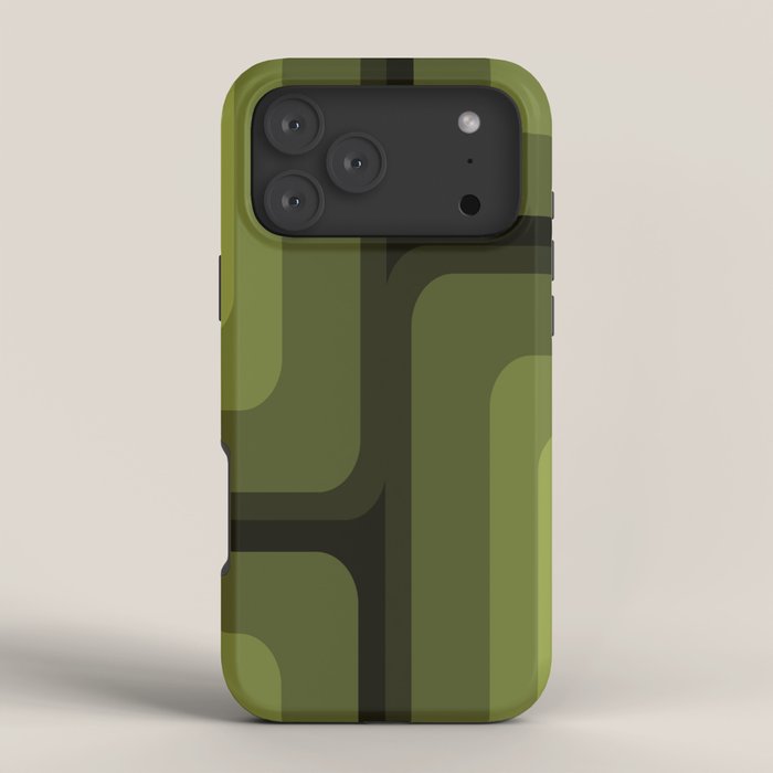 Mid Century Modern Long Rectangles Dark Olive Green iPhone Case Gallery Image 4