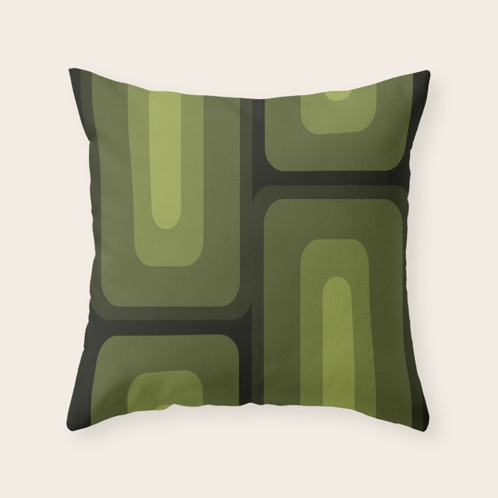 Mid Century Modern Long Rectangles Dark Olive Green Throw Pillow Gallery Image 6