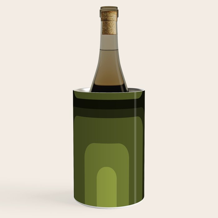 Mid Century Modern Long Rectangles Dark Olive Green Wine Chiller Gallery Image 3