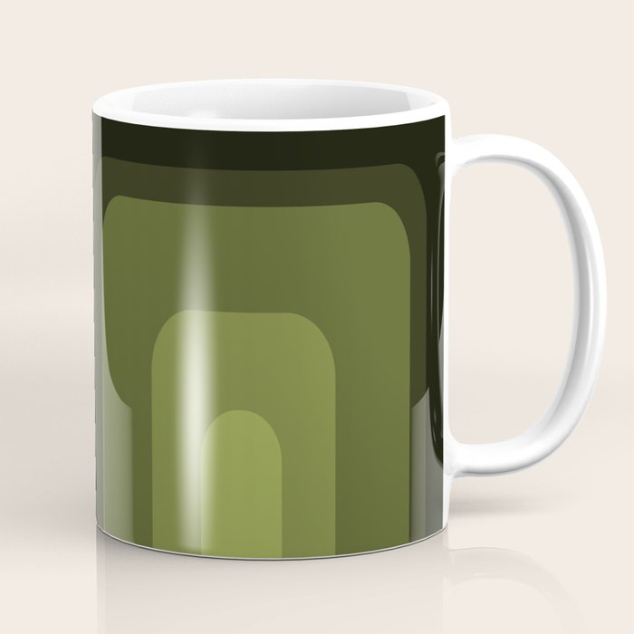 Mid Century Modern Long Rectangles Dark Olive Green Coffee Mug Gallery Image 1