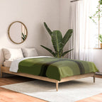 Mid Century Modern Long Rectangles Dark Olive Green Comforter Gallery Image 2