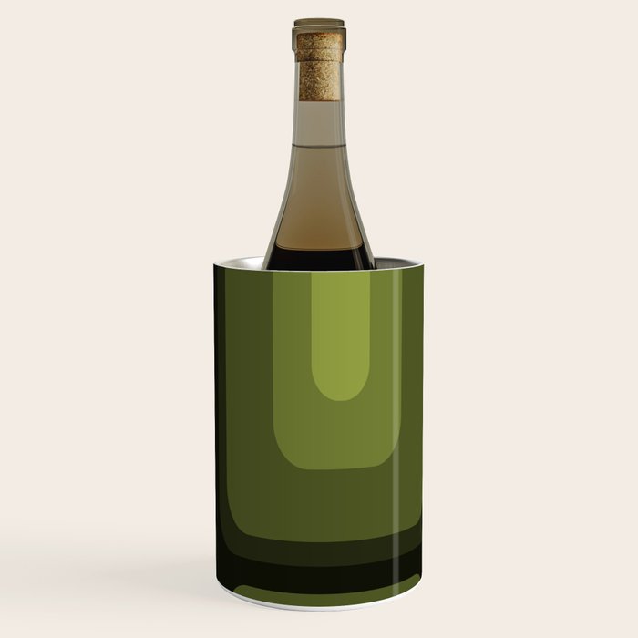 Mid Century Modern Long Rectangles Dark Olive Green Wine Chiller Gallery Image 2