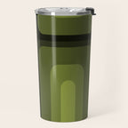 Mid Century Modern Long Rectangles Dark Olive Green Travel Mug Gallery Image 2