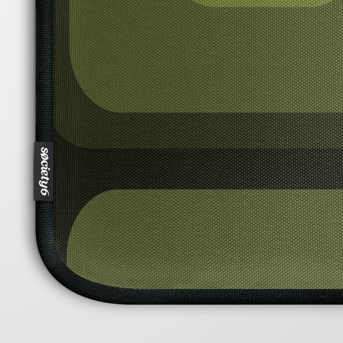 Mid Century Modern Long Rectangles Dark Olive Green Laptop Sleeve Gallery Image 3