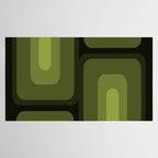 Mid Century Modern Long Rectangles Dark Olive Green Tablecloth Gallery Image 2