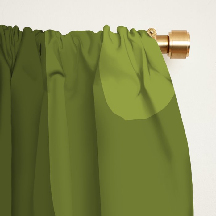 Mid Century Modern Long Rectangles Dark Olive Green Window Curtain Gallery Image 2