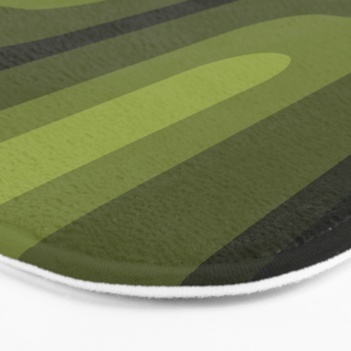 Mid Century Modern Long Rectangles Dark Olive Green Bath Mat Gallery Image 3