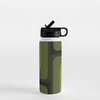Mid Century Modern Long Rectangles Dark Olive Green Water Bottle Gallery Image 1