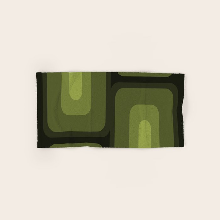Mid Century Modern Long Rectangles Dark Olive Green Bath Towel Gallery Image 1
