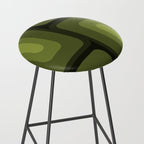 Mid Century Modern Long Rectangles Dark Olive Green Stool Gallery Image 2