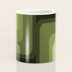 Mid Century Modern Long Rectangles Dark Olive Green Coffee Mug Gallery Image 4