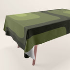 Mid Century Modern Long Rectangles Dark Olive Green Tablecloth Gallery Image 1