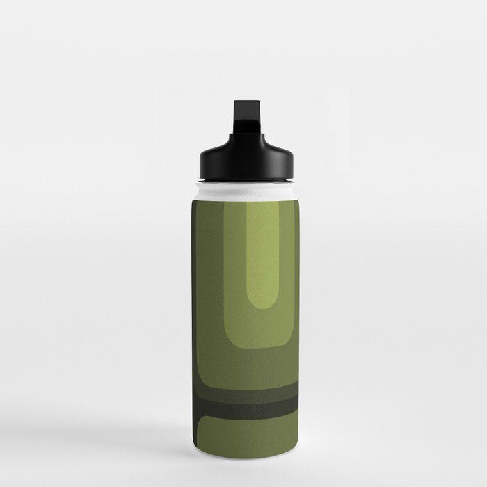 Mid Century Modern Long Rectangles Dark Olive Green Water Bottle Gallery Image 3